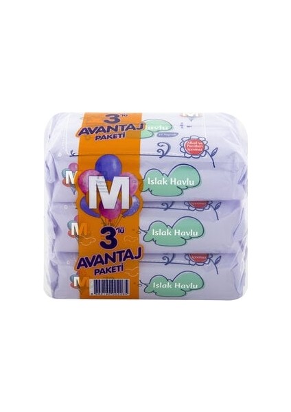 Islak Havlu 3 x 72'li 5 Adet