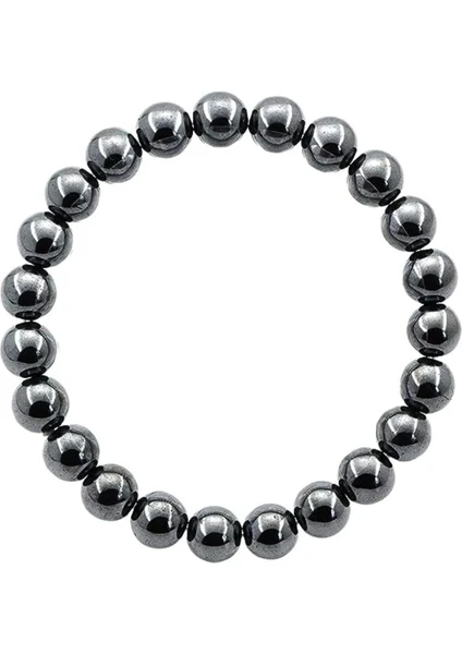 Online Kordon Gümüş 8mm Oval Kesim Hematit Unisex Bileklik