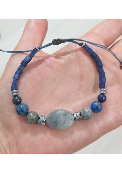 Labradorit Lapis Lazuli Hematit Doğaltaşlı Küp Miyuki Unisex Bileklik