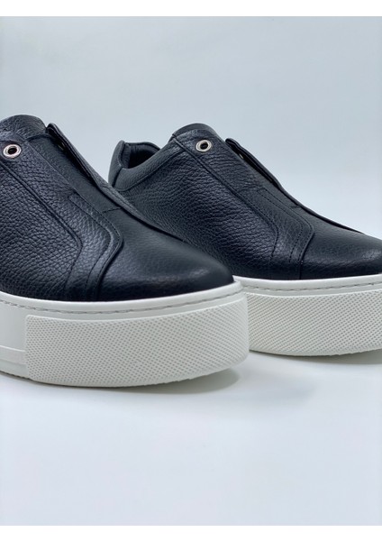 Kadın Nude Spor Ayakkabı Hakiki Deri Gizli Lastikli Yüksek Taban Sneaker fırsatları