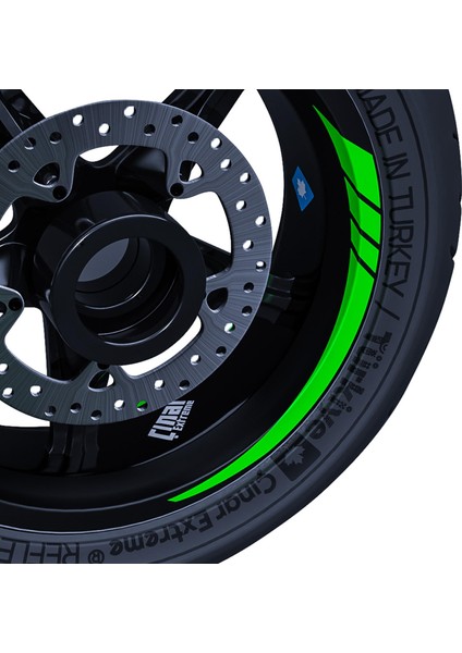 Floresan Yeşil Moto Gp Iç Jant Şeridi Sticker Çınar Extreme modelleri