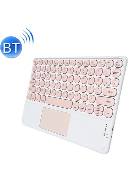 Kablosuz Touchpad Bluetooth Klavye - Ios Android Windows Uyumlu - Türkçe Dil - Şarjlı - Ultra Ince - Type-C Giriş Pembe