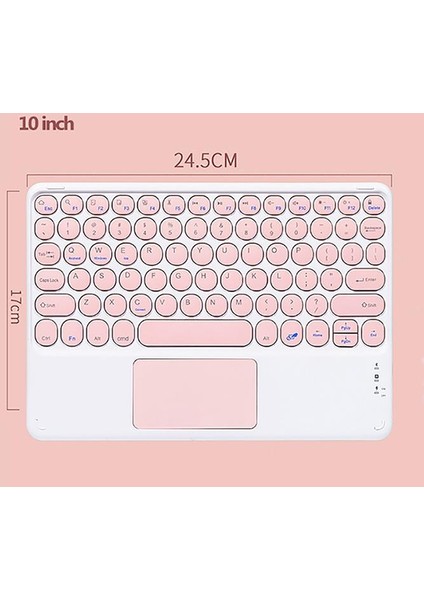 Kablosuz Touchpad Bluetooth Klavye - Ios Android Windows Uyumlu - Türkçe Dil - Şarjlı - Ultra Ince - Type-C Giriş Pembe