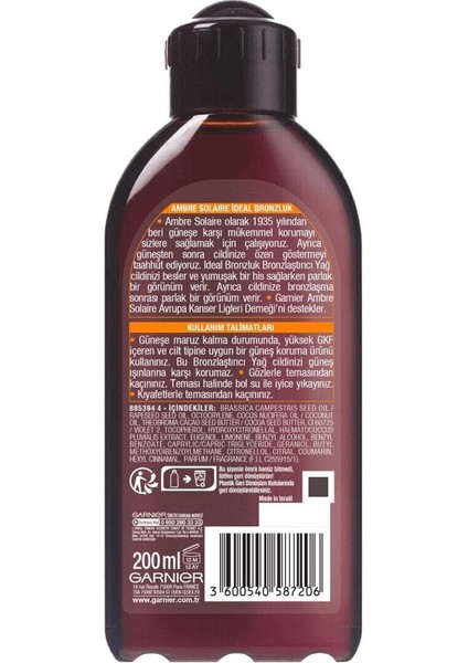 Ambre Solaire Bronzlaştırıcı Yağ Hindistan Cevizi 200 ml