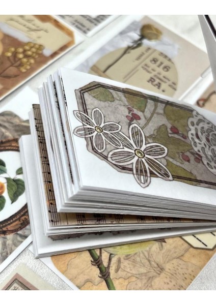 Vintage Kelebek Kırmızı 50 Yaprak Defter Sticker Çıkartma Bullet Journal Defter Süsleme