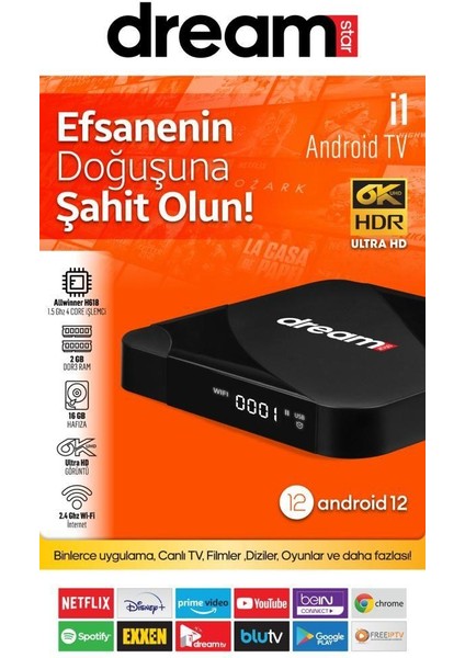 I1 Android Tv Box 2gb Ram 16GB Hafıza Android 12