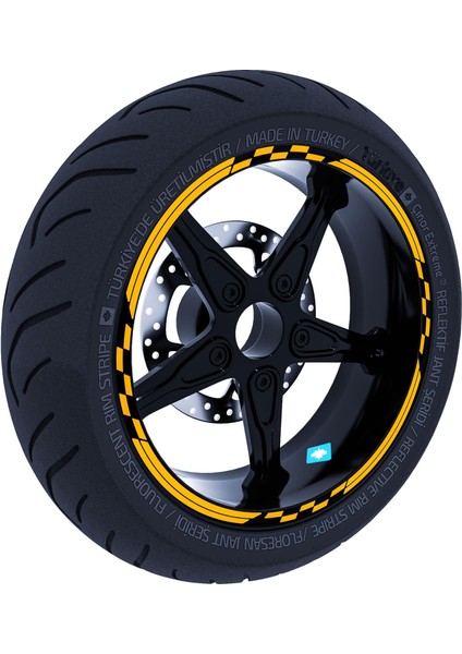 Moto Gp Yarış Bayraklı Limon Sarısı Jant Şeridi Sticker Çınar Extreme