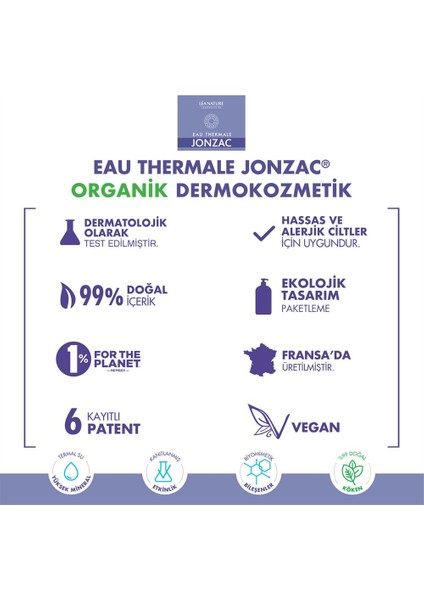 Eau Thermale Jonzac Nemlendirici ve Temizleyici Organik Misel Su 2 x 500 ml