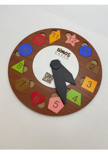 Ahşap Geometrik Şekiller Saat Puzzle