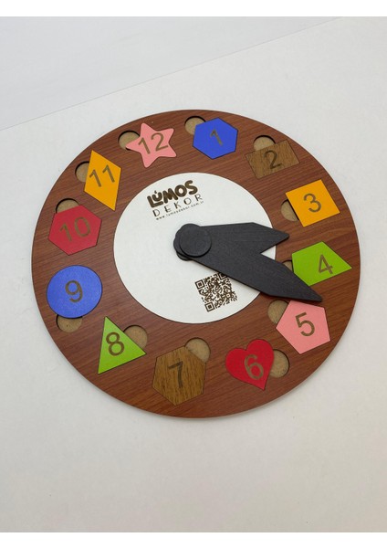 Ahşap Geometrik Şekiller Saat Puzzle