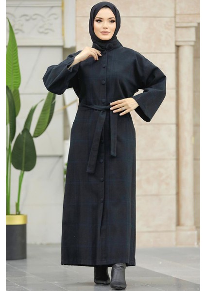 Ekoseli Koyu Lacivert Tesettür Kaşe Kap 5945KL fiyatları