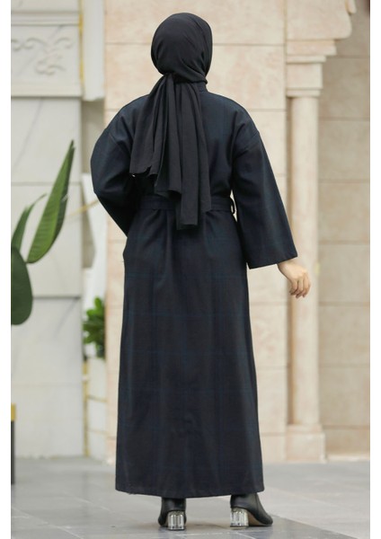 Ekoseli Koyu Lacivert Tesettür Kaşe Kap 5945KL modelleri