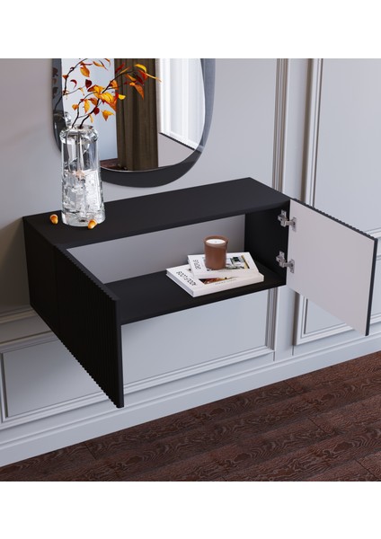 Çok Amaçlı Kapaklı Seyyar Duvara Monte Siyah Makyaj Masası. Dresuar, Tv Ünitesi modelleri