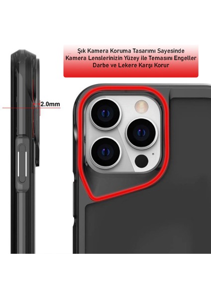 iPhone 15 Pro Uyumlu Kılıf Şık Kamera Koruma Tasarımı Arkası Sararmaz Şeffaf Kenarları Renkli T-Max fiyatları