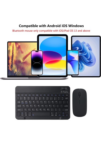 Bluetooth Ios Ipad Android Windows Uyumlu Klavye Mouse Seti - Sessiz - Şarjlı - Combo - Ultra Ince - Türkçe - Kablosuz Siyah