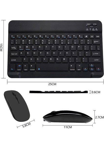 Bluetooth Ios Ipad Android Windows Uyumlu Klavye Mouse Seti - Sessiz - Şarjlı - Combo - Ultra Ince - Türkçe - Kablosuz Siyah