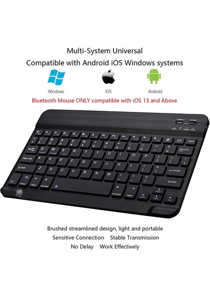 Bluetooth Ios Ipad Android Windows Uyumlu Klavye Mouse Seti - Sessiz - Şarjlı - Combo - Ultra Ince - Türkçe - Kablosuz Siyah