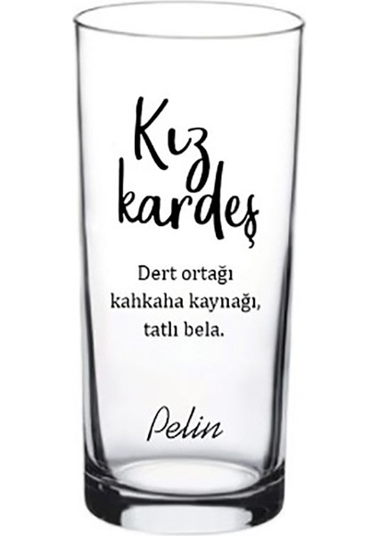 Blackbonds Kız Kardeşe Hediye Kişiye Özel Baskılı Rakı ve Meşrubat Bardağı Tekli