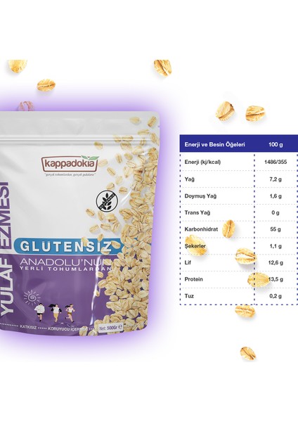 2.5 Kg Yerli Glütensiz Yulaf Ezmesi-(500 Gr x 5)