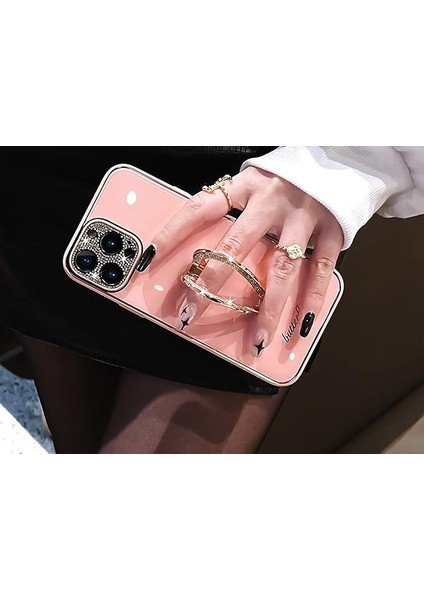 iPhone 13 Pro Max ile Uyumlu Kızlar Için Kılıf Kadın Sevimli Parıltılı Rhinestones Kaplama Kılıf ve Kalp Katlama Standı Tutucu Sert Pc Geri iPhone 13 Pro Max Için Yumuşak Tpu Tampo (Yurt Dışından) fırsatları