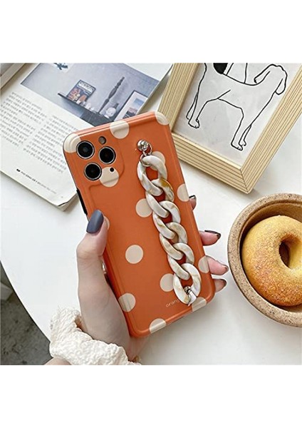 Kızlar Kadınlar Güzel Turuncu Puantiyeli Yumuşak Tpu Buzlu Yüzey Silikon Kauçuk Telefon Kılıfı, iPhone Için Geri Mermer Ipi Zincir Kayışı Kapağı, Darbeye Dayanıklı Güçlü Koruma - I (Yurt Dışından) fiyatları