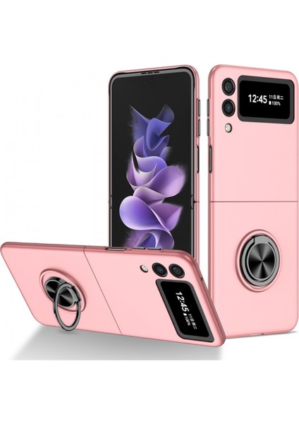 Galaxy Z Flip 3 5g Için Kılıf, Samsung Galaxy Z Flip 3 5g ile Uyumlu, Ince, Sert, Polikarbonat, Darbelere Dayanıklı, Çıtçıtlı Halkalı Kılıf, Pembe (Yurt Dışından)
