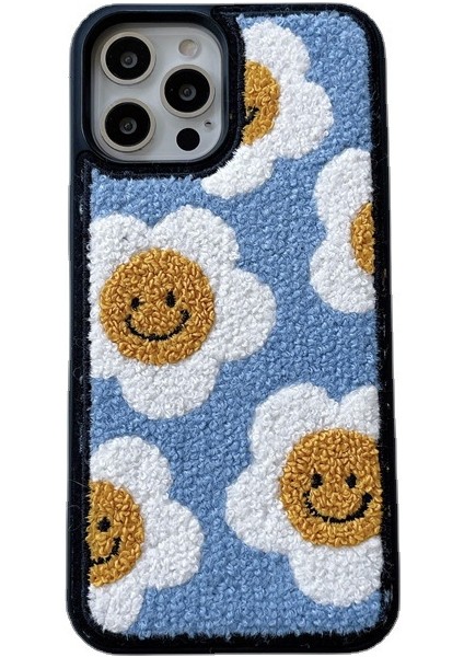 Sevimli Çiçek Havlu Nakış Çiçek Kılıf iPhone ile Uyumlu 13PROMAX Gülen Yüz Desen Kış Yumuşak Darbeye Dayanıklı Arka Kapak iPhone 13PRO Max 6.7''(Ayçiçeği) (Yurt Dışından)