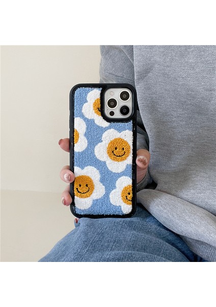 Sevimli Çiçek Havlu Nakış Çiçek Kılıf iPhone ile Uyumlu 13PROMAX Gülen Yüz Desen Kış Yumuşak Darbeye Dayanıklı Arka Kapak iPhone 13PRO Max 6.7''(Ayçiçeği) (Yurt Dışından) fiyatları