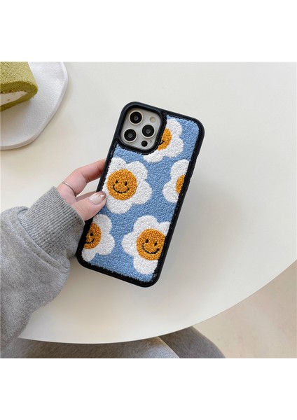 Sevimli Çiçek Havlu Nakış Çiçek Kılıf iPhone ile Uyumlu 13PROMAX Gülen Yüz Desen Kış Yumuşak Darbeye Dayanıklı Arka Kapak iPhone 13PRO Max 6.7''(Ayçiçeği) (Yurt Dışından) indirimleri
