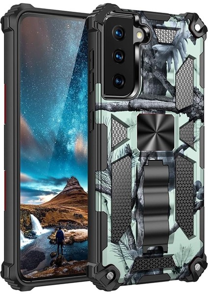 Samsung Galaxy S21 Telefon Kılıfı, Ağır Hizmet Tipi Darbeye Dayanıklı Askeri Sınıf Düşmeye Karşı Koruma ve Samsung Galaxy S21 Için Dahili Manyetik Kapaklı Kamuflaj Sağlam Kılıf , N (Yurt Dışından)