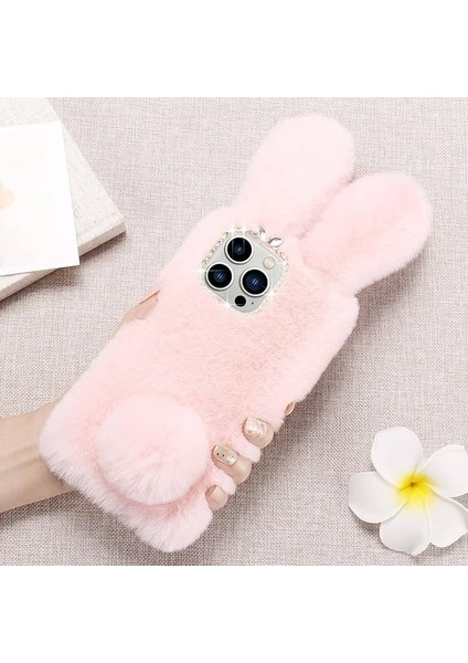 iPhone 13PROMAX Kılıf Lapopnut Sevimli Tavşan Kulakları Kılıf Lüks Süper Yumuşak Sıcak Kabarık Kürklü Tavşan Darbeye Dayanıklı Geri Silikon Kılıf Kapak, Şık Ilmek Bling Elmas, Pemb (Yurt Dışından) fiyatları