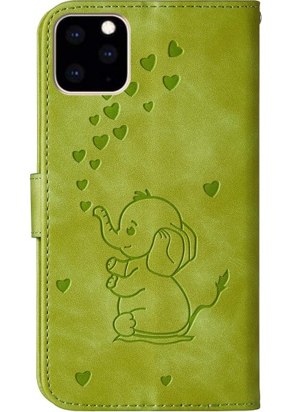 iPhone 11 Pro Max Telefon Kılıfı,kart Yuvalı Güzel Fil Aşk Kalp Karikatür Deseni,katlanır Stand,manyetik Kapak,iphone 11 Pro Max ile Uyumlu-Yeşil (Yurt Dışından) fiyatları