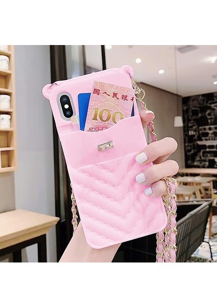 IPHONE13 Pro Max Cüzdan Cep Telefonu Kılıfı Boyunlu ve Kurye Zinciri Kredi Kartı Yuvası Kız Kadın Silikon Darbeye Dayanıklı Cep Telefonu Kılıfı（pembe） (Yurt Dışından) fiyatları
