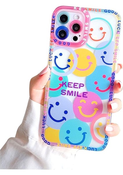 Sevimli Gülümseme Yüz Telefon Kılıfı iPhone 13 Pro Max ile Uyumlu Lens Koruma Darbeye Dayanıklı Moda Yumuşak Tpu Şeffaf Gülen Çiçek Kapaklı Kadın Kız Kılıfı - iPhone 13 Pro Max 6.7 (Yurt Dışından) fiyatları