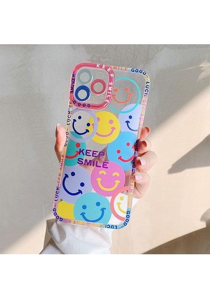 Sevimli Gülümseme Yüz Telefon Kılıfı iPhone 13 Pro Max ile Uyumlu Lens Koruma Darbeye Dayanıklı Moda Yumuşak Tpu Şeffaf Gülen Çiçek Kapaklı Kadın Kız Kılıfı - iPhone 13 Pro Max 6.7 (Yurt Dışından) modelleri