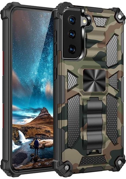 Samsung Galaxy S21 Plus Telefon Kılıfı, Ağır Hizmet Tipi Darbeye Dayanıklı Askeri Sınıf Düşmeye Karşı Koruma ve Samsung Galaxy S21 Plus Için Dahili Manyetik Kapak ile Kamuflaj Sağl (Yurt Dışından)