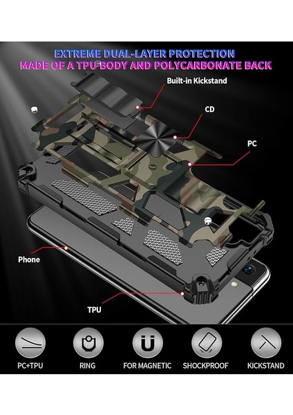 Samsung Galaxy S21 Plus Telefon Kılıfı, Ağır Hizmet Tipi Darbeye Dayanıklı Askeri Sınıf Düşmeye Karşı Koruma ve Samsung Galaxy S21 Plus Için Dahili Manyetik Kapak ile Kamuflaj Sağl (Yurt Dışından) modelleri