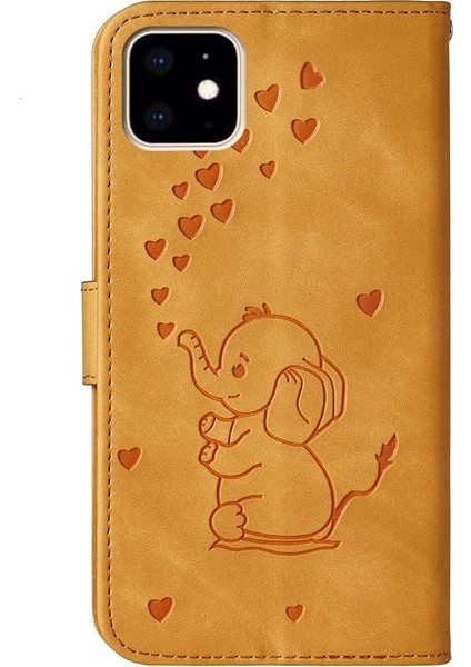 iPhone 11 Pro Telefon Kılıfı,kart Yuvalı Güzel Fil Aşk Kalp Karikatür Deseni,katlanır Stand,manyetik Kapak,iphone 11 Pro-Sarı ile Uyumlu (Yurt Dışından) modelleri