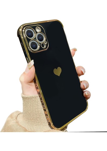 iPhone 12 Pro Max Kılıf ile Uyumlu, Lüks Kaplama Aşk Kalp Telefon Kılıfı, Sevimli Yan Küçük Aşk Desenli Yumuşak Tpu Darbeye Dayanıklı Tam Kamera Lens Koruyucu Kılıf iPhone 12 Pro M (Yurt Dışından)