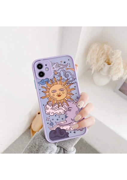 iPhone 12PRO ile Uyumlu Maxcase For Clear Frosted Pc Back 3D Sun Moon Cartoons Girls Woman And Soft Tpu Bumper Silicone Slim Case For iPhone 12PRO Max-Purple (Yurt Dışından) fiyatları