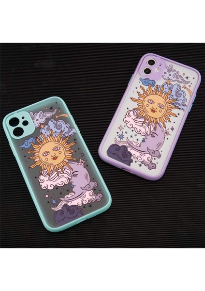 iPhone 12PRO ile Uyumlu Maxcase For Clear Frosted Pc Back 3D Sun Moon Cartoons Girls Woman And Soft Tpu Bumper Silicone Slim Case For iPhone 12PRO Max-Purple (Yurt Dışından) modelleri