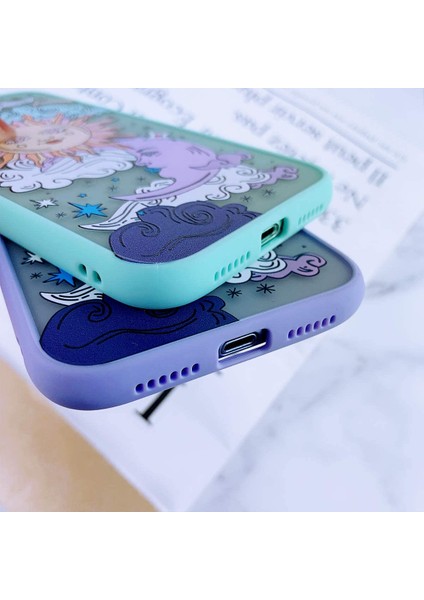 iPhone 12PRO ile Uyumlu Maxcase For Clear Frosted Pc Back 3D Sun Moon Cartoons Girls Woman And Soft Tpu Bumper Silicone Slim Case For iPhone 12PRO Max-Purple (Yurt Dışından) fırsatları