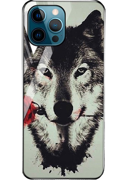 iPhone 13 Için Promax Cep Telefonu Kılıfı Hayvan Kurt Desenli Temperli Cam Çizilmez Parmak Izi Bırakmayan Yumuşak Tpu Malzeme iPhone 13 Promax Koruyucu Kılıf (Yurt Dışından)