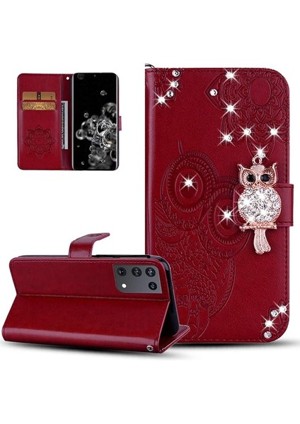 Samsung Galaxy S22 5g Kılıf ile Uyumlu Kadın Glitter Bling Elmas Kılıf Kart Yuvalı Kabartma Pu Deri Flip Cüzdan Kılıf Samsung Galaxy S22 5g Için (Yurt Dışından)