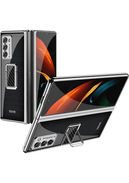 Samsung Galaxy Z Fold 2 Için Kılıf Lüks Plastik Kaplama Kristal Yüzük Tutucu Darbeye Dayanıklı Koruma Finish Tampon Kılıfı Için Samsung Galaxy Z Fold 2 5g (Karbon Fiber) (Yurt Dışından)