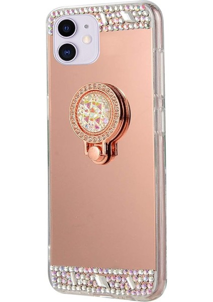 iPhone 11 Için 3D Elmas Ayna Silikon Kılıf 6.1'' Parmak Tutucu Yüzük Standı, Bling Sparkle Yapay Elmas Yumuşak Kauçuk Arka Telefon Kapağı Darbeye Dayanıklı Jel Tpu Koruyucu Cilt Ka (Yurt Dışından)