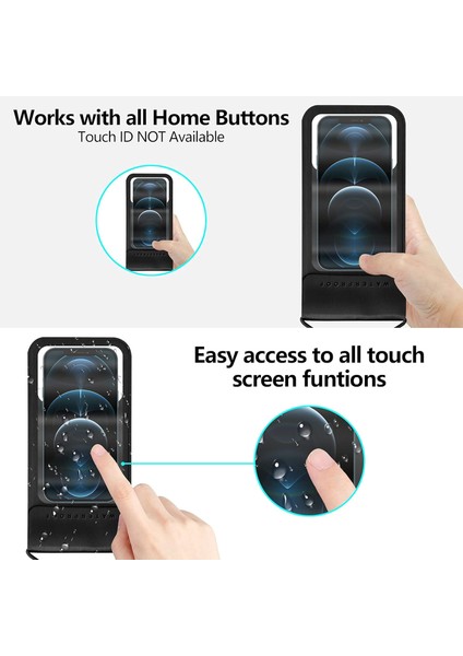 Yüzme ve Şnorkelli Dalış Için Uygun Kordonlu Su Geçirmez Telefon Kılıfı. (6,5~6,9 Inç Için Siyah) (Yurt Dışından)