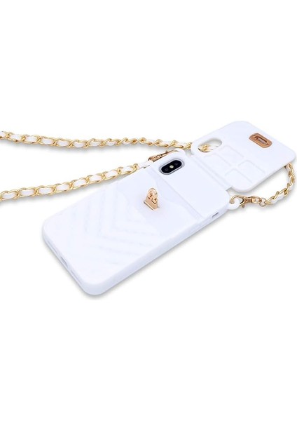 Iphone6 / 7 / 8 / Se2 Cüzdan Cep Telefonu Kılıfı Boyunlu ve Haberci Zincirli Kredi Kartı Yuvası Kız Kadın Silikon Darbeye Dayanıklı Cep Telefonu Kılıfı （beyaz） (Yurt Dışından) fiyatları