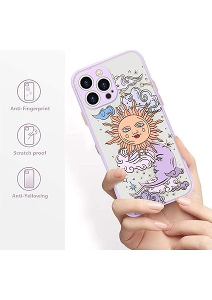 iPhone 13 Pro Kılıf ile Uyumlu Mat Şeffaf Tasarım Güneş Ay 3D Karikatürler Tampon Kadın Erkek Genç Kız Darbeye Dayanıklı Silikon Yumuşak Arka Koruyucu Kapak Apple iPhone 13 Pro Tel (Yurt Dışından)