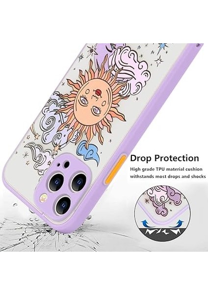 iPhone 13 Pro Kılıf ile Uyumlu Mat Şeffaf Tasarım Güneş Ay 3D Karikatürler Tampon Kadın Erkek Genç Kız Darbeye Dayanıklı Silikon Yumuşak Arka Koruyucu Kapak Apple iPhone 13 Pro Tel (Yurt Dışından)